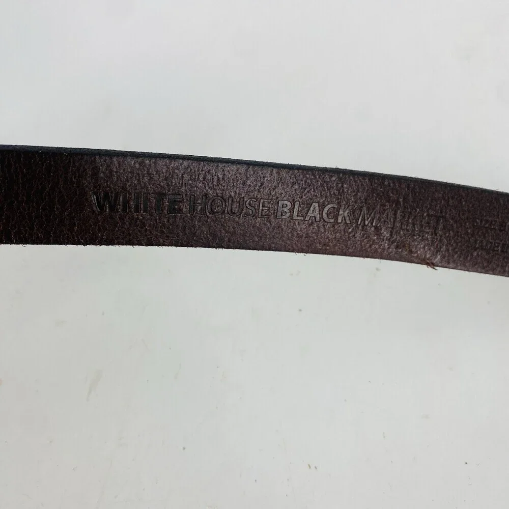 White House Black Market Brown Leather Silver Buckle Western Hip Fit Belt Small